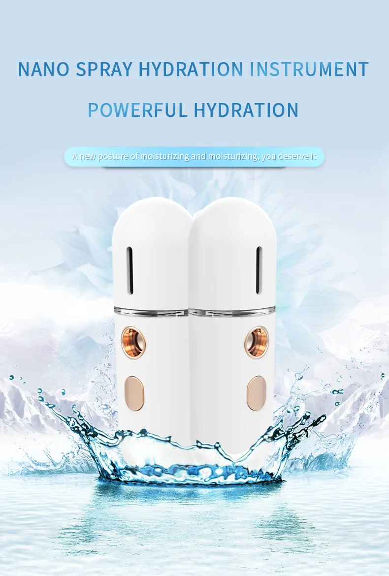 Mini Portable Humidifier Handheld Nano Mister Facial Steamer Device Toner Milk Beauty Spray Hydrating Apparatus Cold Spray Apparatus Rechargeable