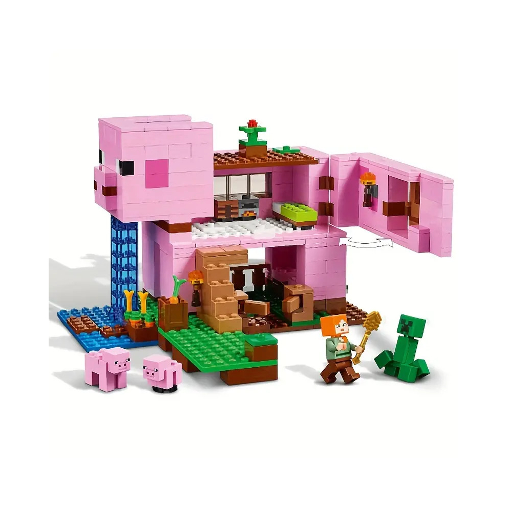 The Pig House Minecraft Blocks Educational Bricks Fit LEGO Toys Xmas Gift