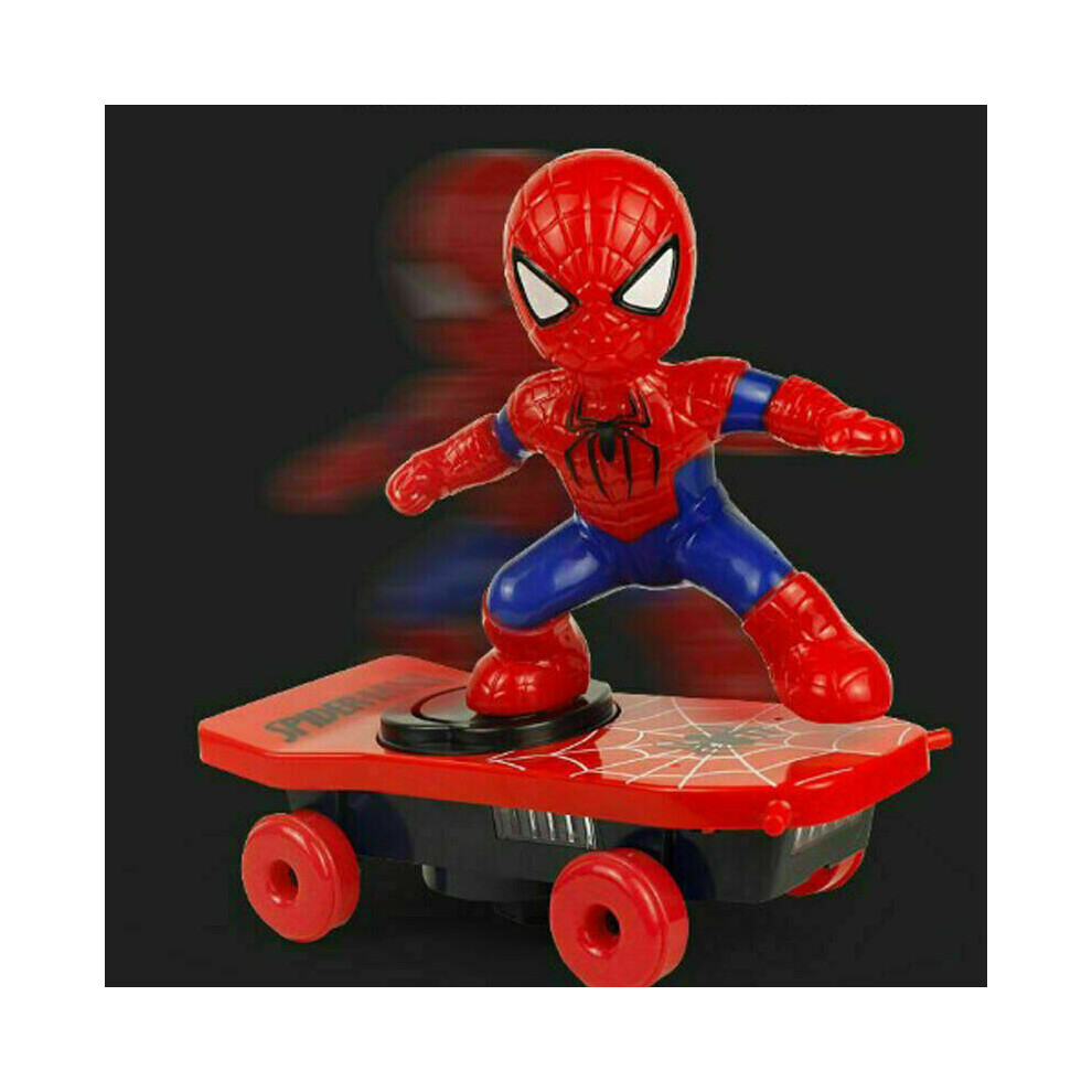 Spiderman Electric Skateboard 360u00b0 Rotation Music With Light Kids Toys Xmas Gift