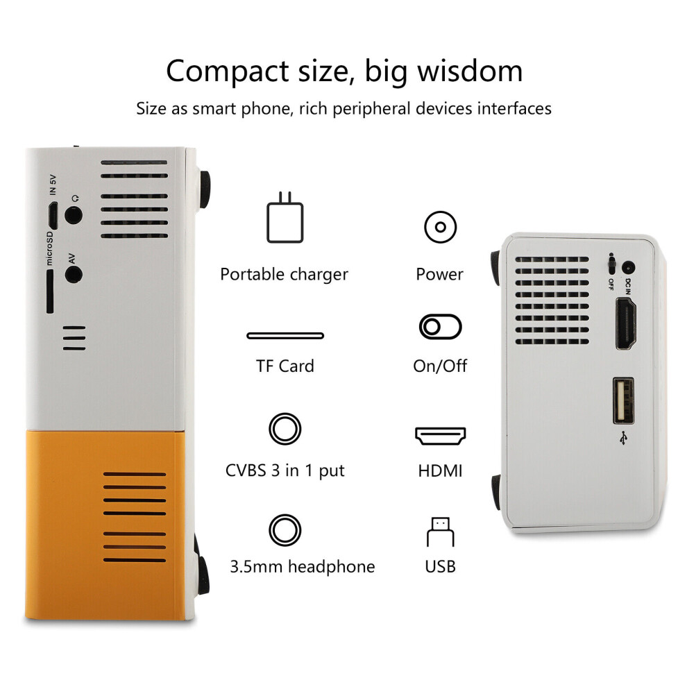Mini Portable YG300 Multimedia Projector Full HD 1080P Home Theater