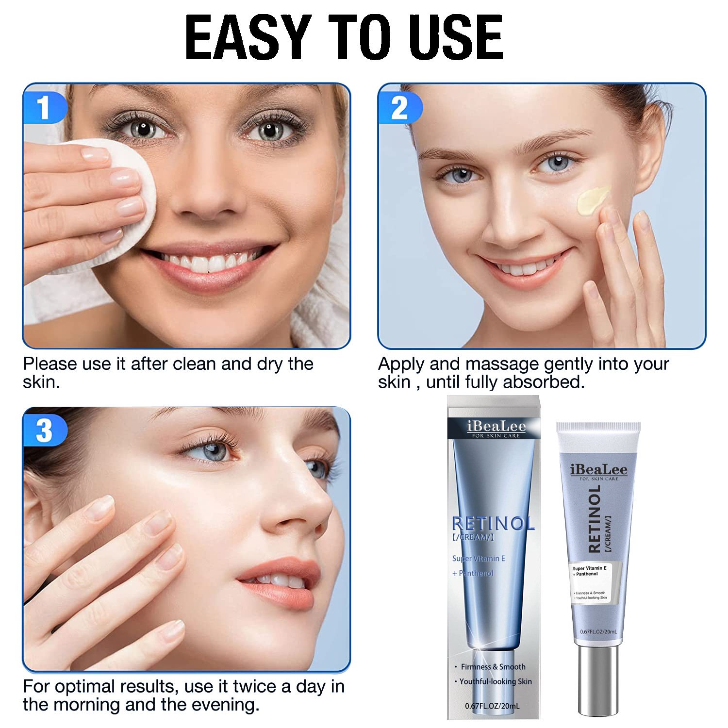 Retinol Firming Cream for Skin Care Vitamin E Retinol Face Cream Fade Fine Lines Anti Aging Moisturizing Hydrating Nourishing 20ml