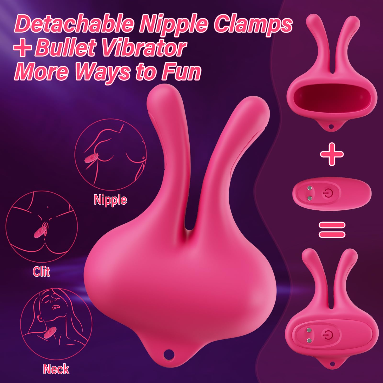 Nipple Toys Vibrator Sex Toys Adult Toys Vibrating Nipple Clamps Sex Electric Women Clip Breast Massage Stimulation Masturbator BDSM Female Couples