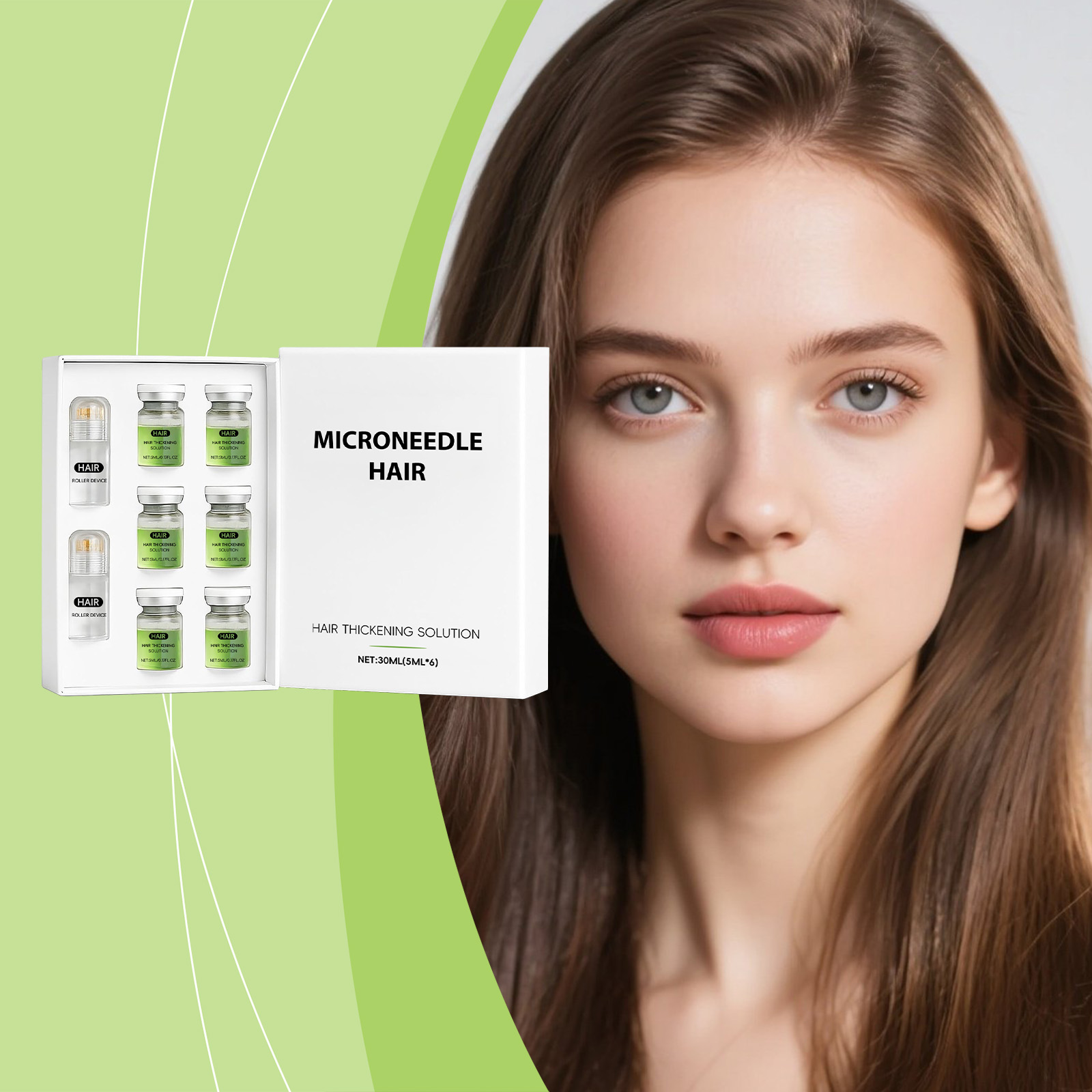 Hair Essential Care Serum Microneedle Roller Set Hair Follicle Care Nourishing Scalp Hair Care Hair Thicken Conditioner Essence ﻿