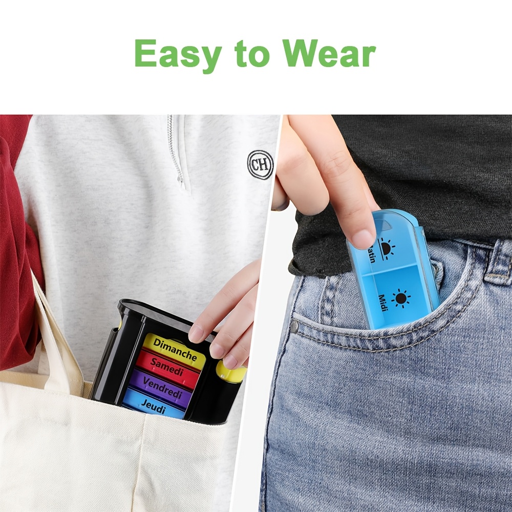 (Transparent) Portable Pill Medicine Box Weekly Monthly Tablet Holder Storage Organizer Container Case 7 Days Pill Box Pill Case for Medicine Vitamin Supplements Fish Oils