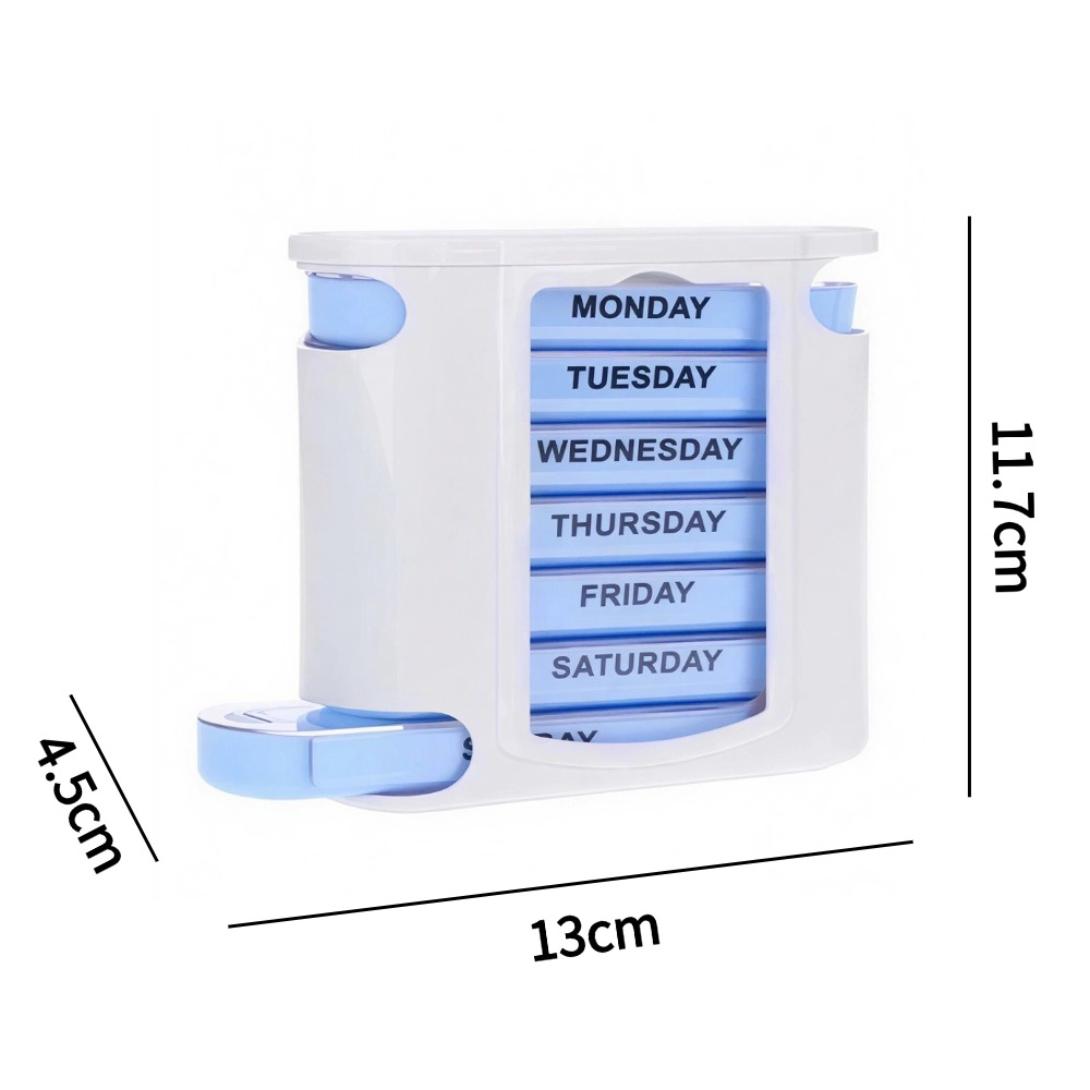 (Transparent) Portable Pill Medicine Box Weekly Monthly Tablet Holder Storage Organizer Container Case 7 Days Pill Box Pill Case for Medicine Vitamin Supplements Fish Oils