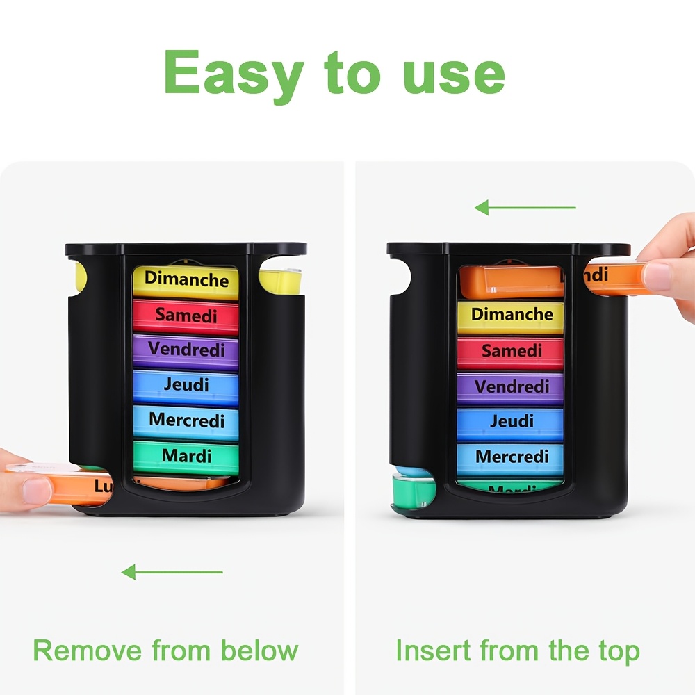 (Transparent) Portable Pill Medicine Box Weekly Monthly Tablet Holder Storage Organizer Container Case 7 Days Pill Box Pill Case for Medicine Vitamin Supplements Fish Oils