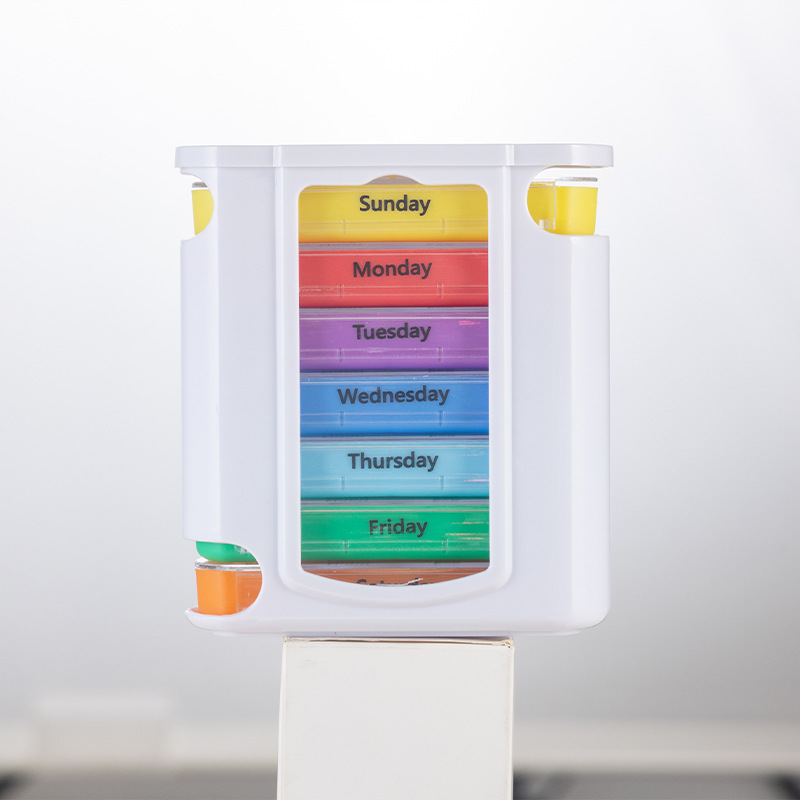 (Transparent) Portable Pill Medicine Box Weekly Monthly Tablet Holder Storage Organizer Container Case 7 Days Pill Box Pill Case for Medicine Vitamin Supplements Fish Oils