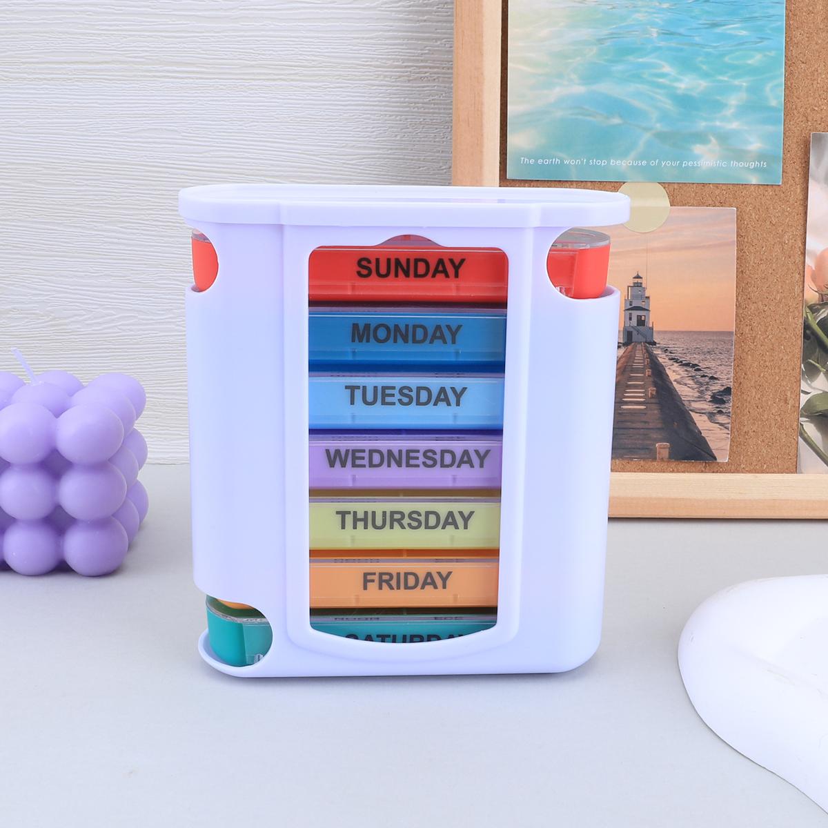 (Transparent) Portable Pill Medicine Box Weekly Monthly Tablet Holder Storage Organizer Container Case 7 Days Pill Box Pill Case for Medicine Vitamin Supplements Fish Oils