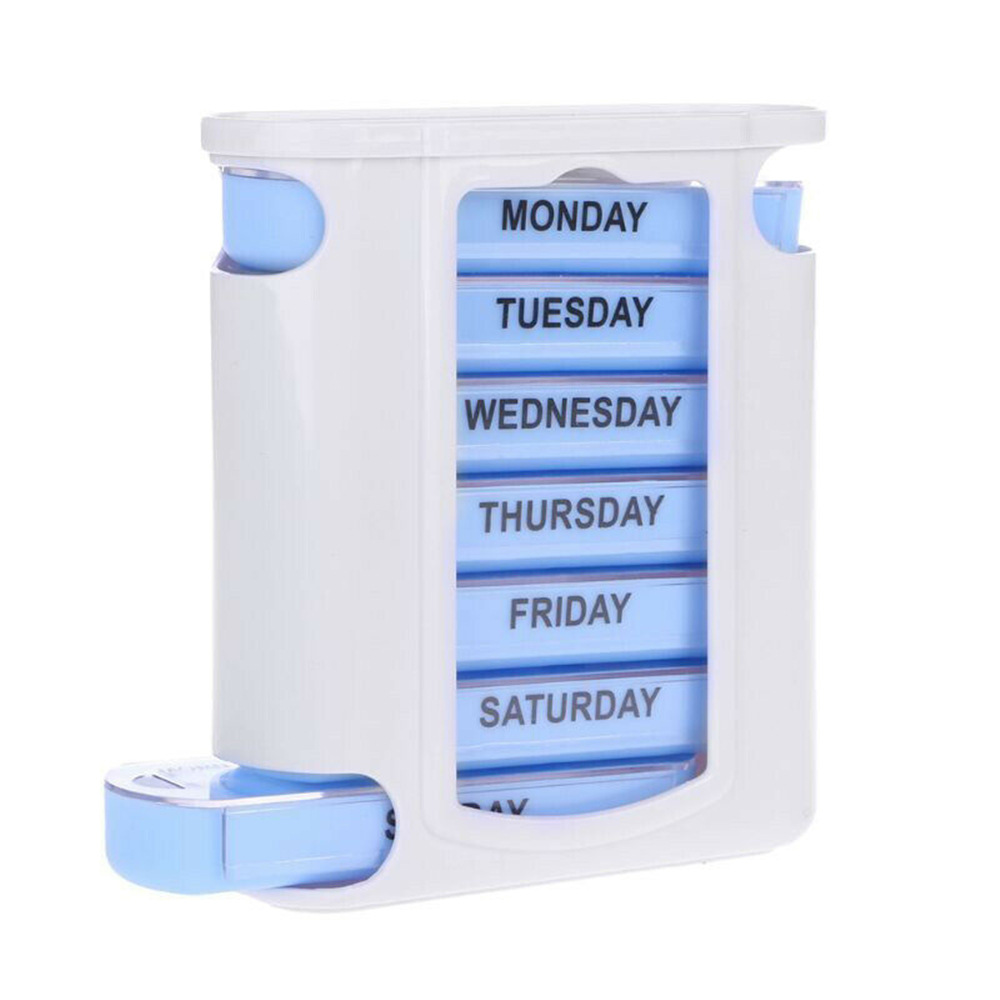 (Transparent) Portable Pill Medicine Box Weekly Monthly Tablet Holder Storage Organizer Container Case 7 Days Pill Box Pill Case for Medicine Vitamin Supplements Fish Oils