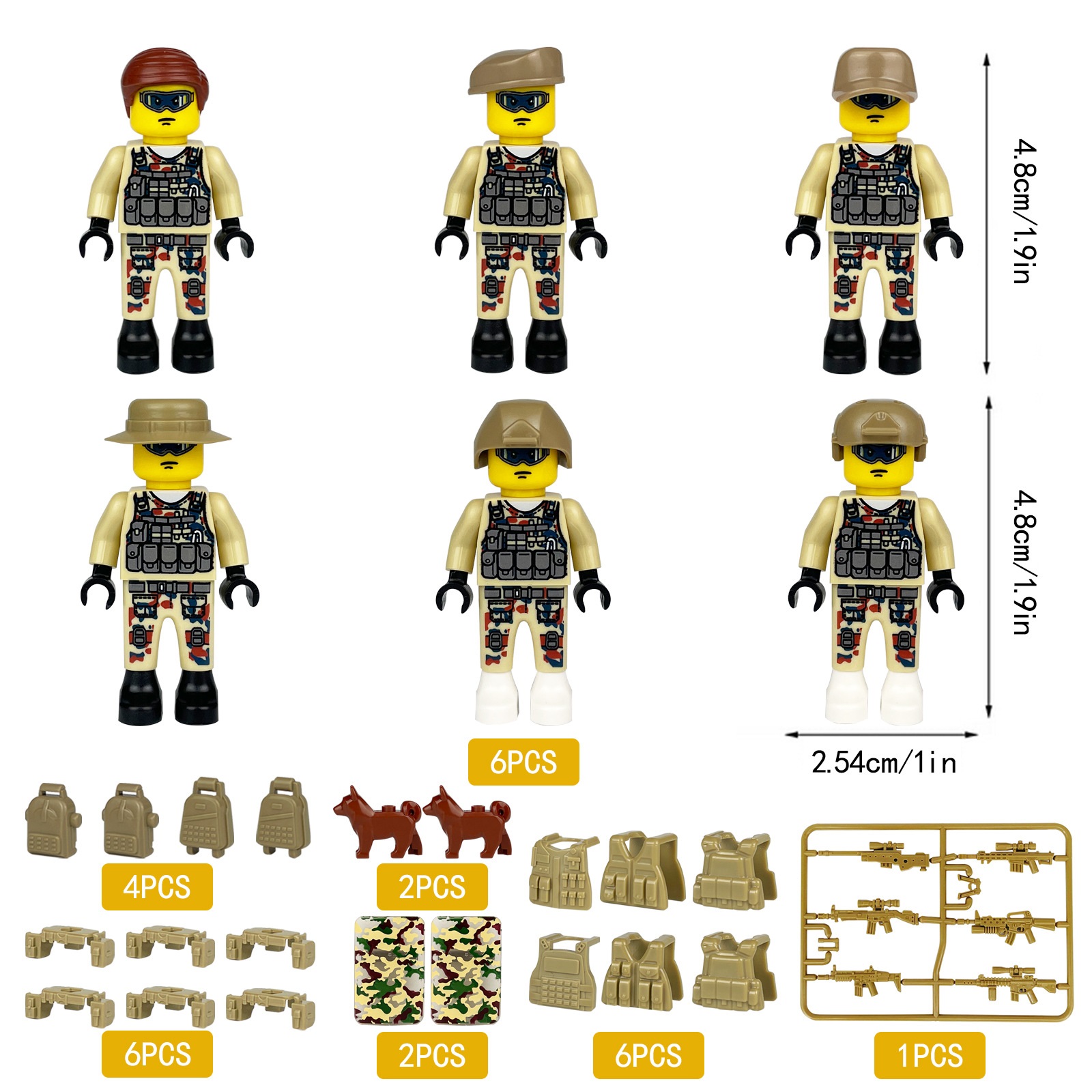 (18 cs Polices) SWAT Model Equipment Assembly Building Block Toys City Police Action Mini Figures with Multiple Military Weapons Accessories