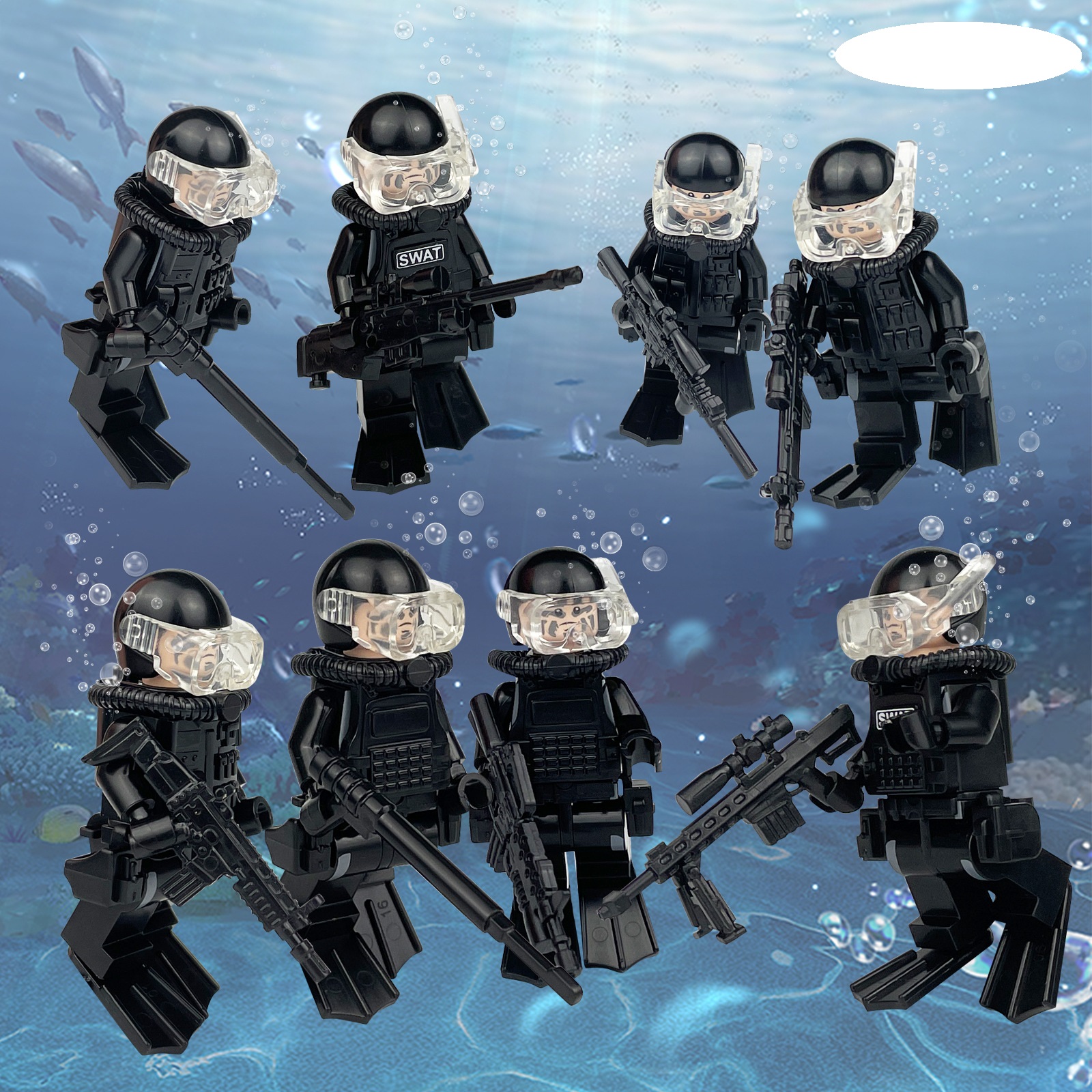 (18 cs Polices) SWAT Model Equipment Assembly Building Block Toys City Police Action Mini Figures with Multiple Military Weapons Accessories