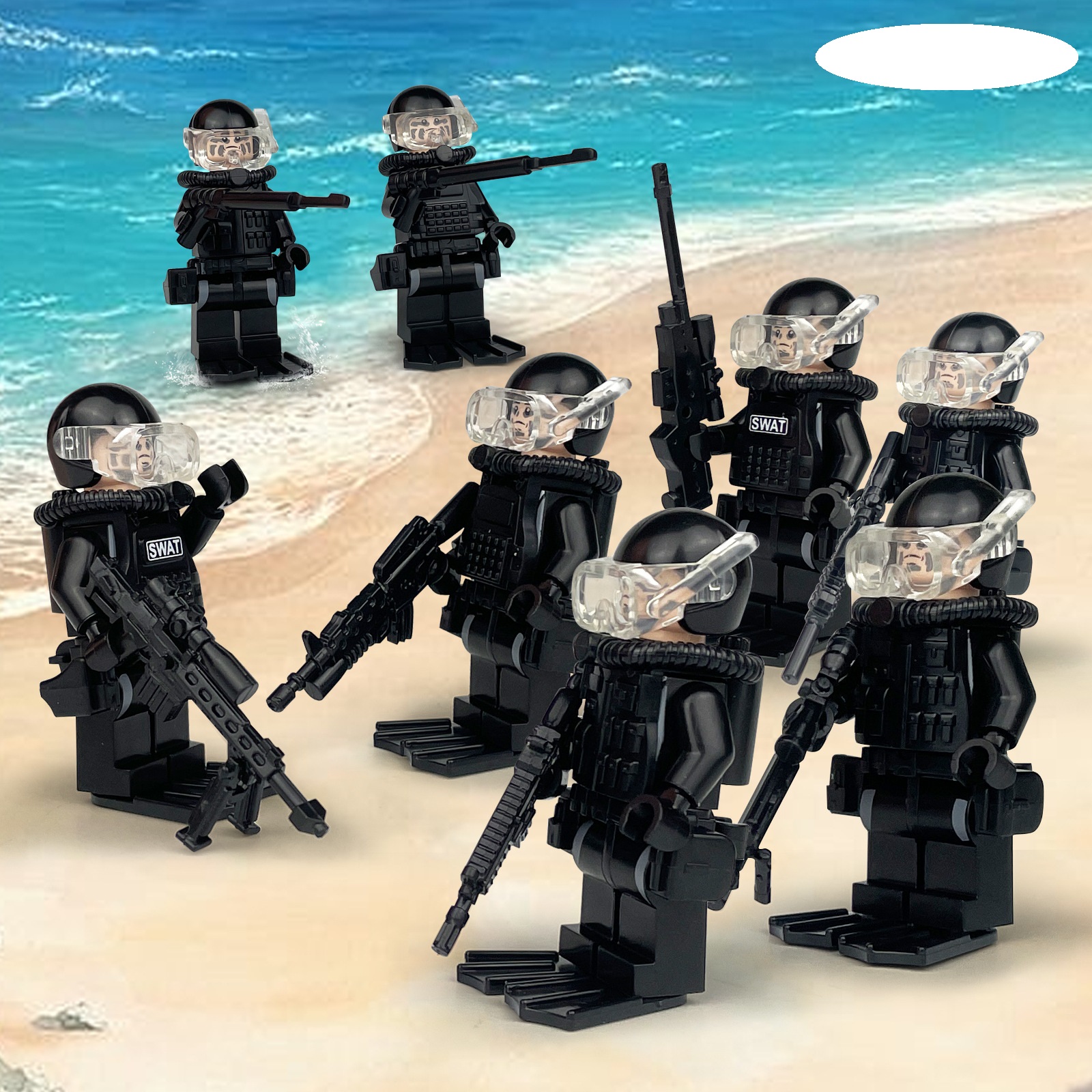 (18 cs Polices) SWAT Model Equipment Assembly Building Block Toys City Police Action Mini Figures with Multiple Military Weapons Accessories