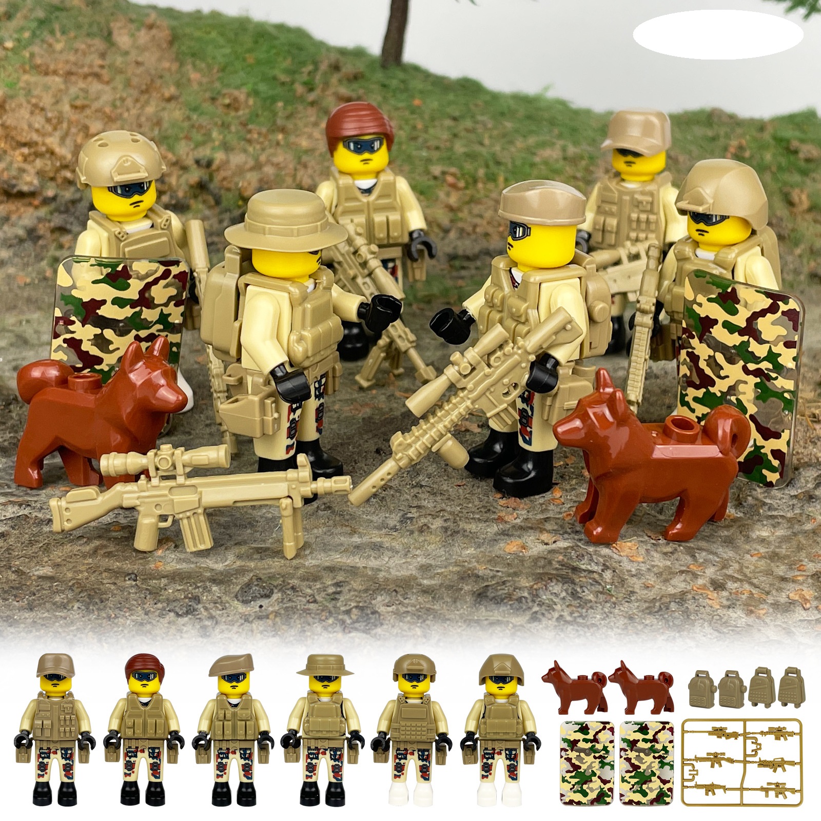 (18 cs Polices) SWAT Model Equipment Assembly Building Block Toys City Police Action Mini Figures with Multiple Military Weapons Accessories