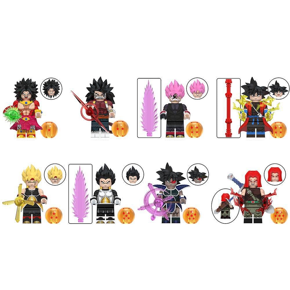 (Style B) 8 PCS Anime Building Blocks Dragon Ball Collect Children Toys MiniFigures Fit Lego for Kids