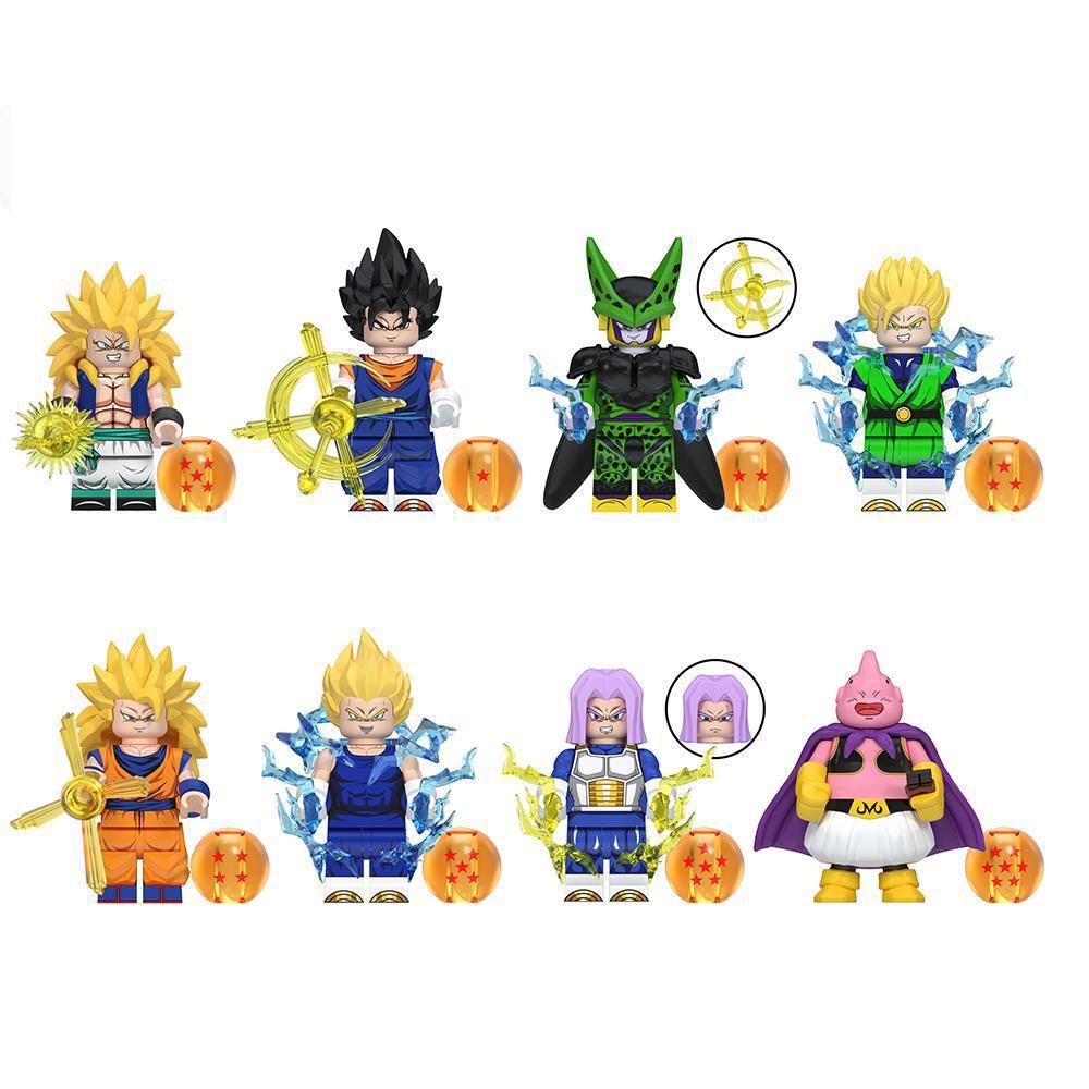 (Style B) 8 PCS Anime Building Blocks Dragon Ball Collect Children Toys MiniFigures Fit Lego for Kids