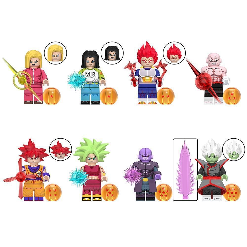 (Style B) 8 PCS Anime Building Blocks Dragon Ball Collect Children Toys MiniFigures Fit Lego for Kids