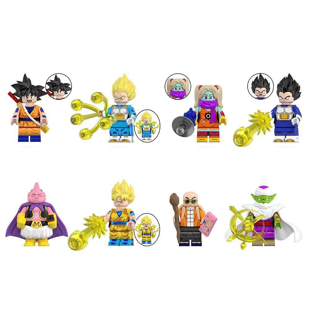 (Style B) 8 PCS Anime Building Blocks Dragon Ball Collect Children Toys MiniFigures Fit Lego for Kids