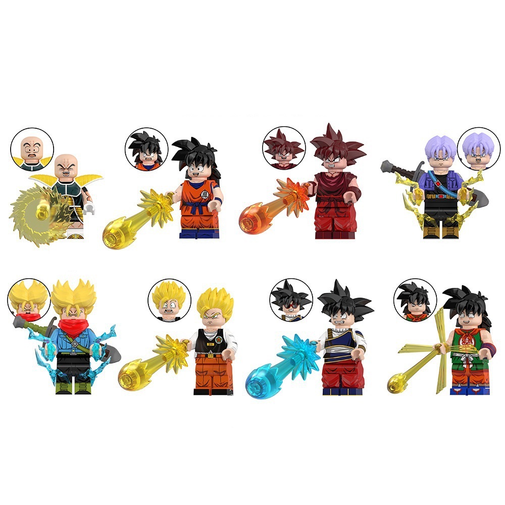 (Style B) 8 PCS Anime Building Blocks Dragon Ball Collect Children Toys MiniFigures Fit Lego for Kids