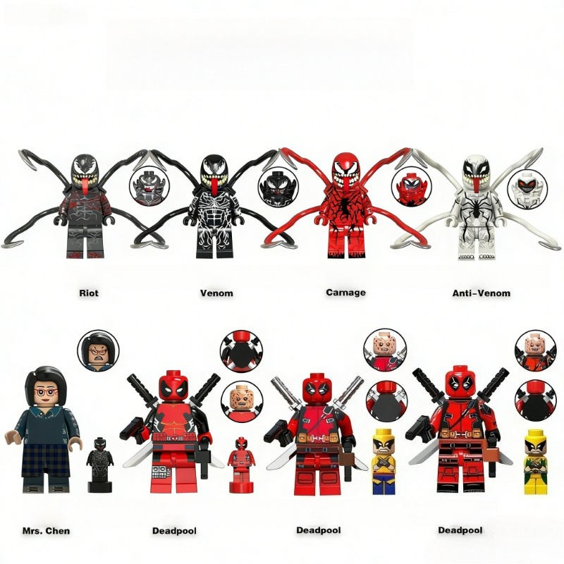 Super Heroes Building Blocks Venom Carnage Anti Venom Riot Deadpool Symbiote Characters Minifigures Kid Action Figures Toy Gifts