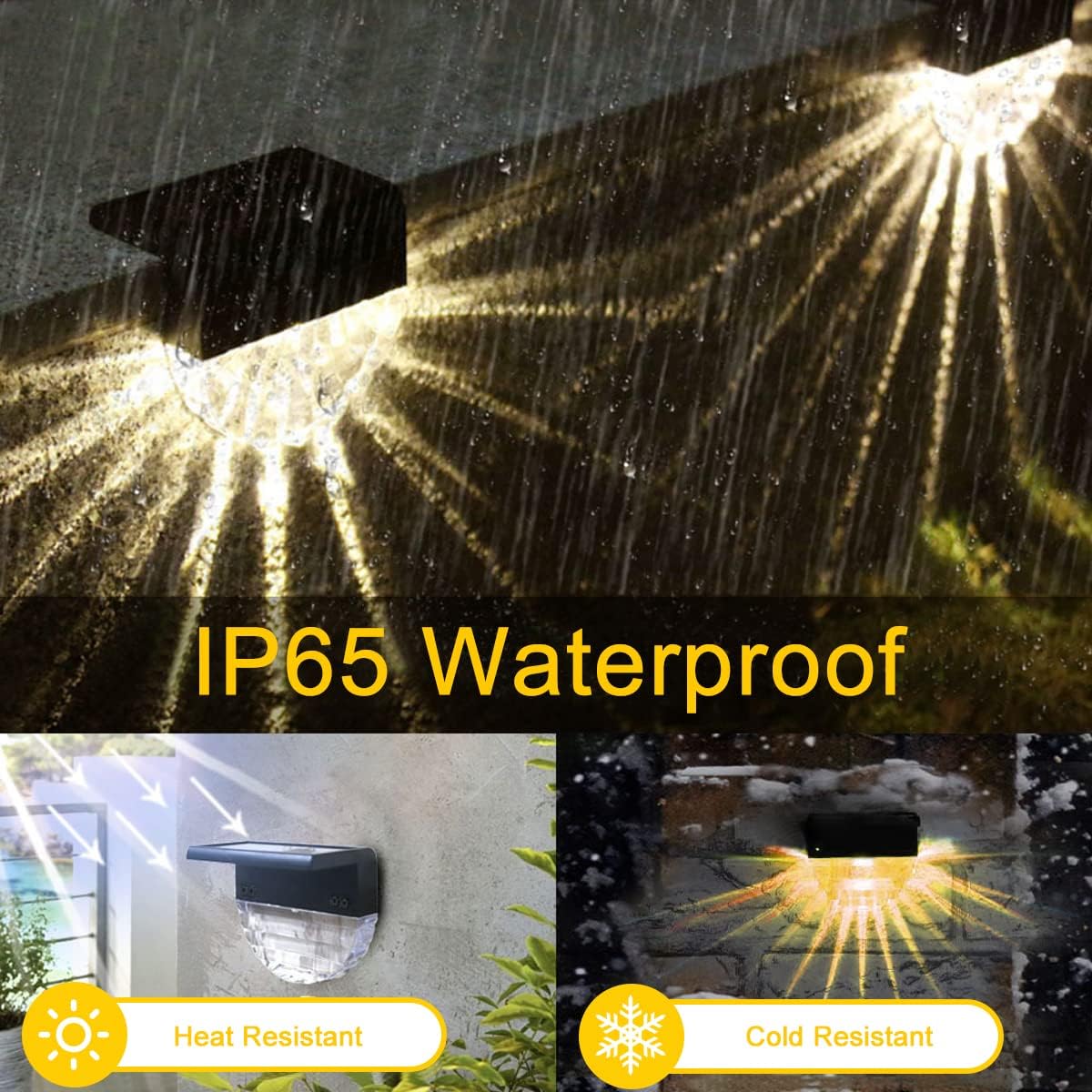 (6 pcs) Outdoor Solar Lights Solar Fence Lights Warm White Color IP65 Waterproof Solar LED Wall Light for Garden Fence Yard Garage Garden