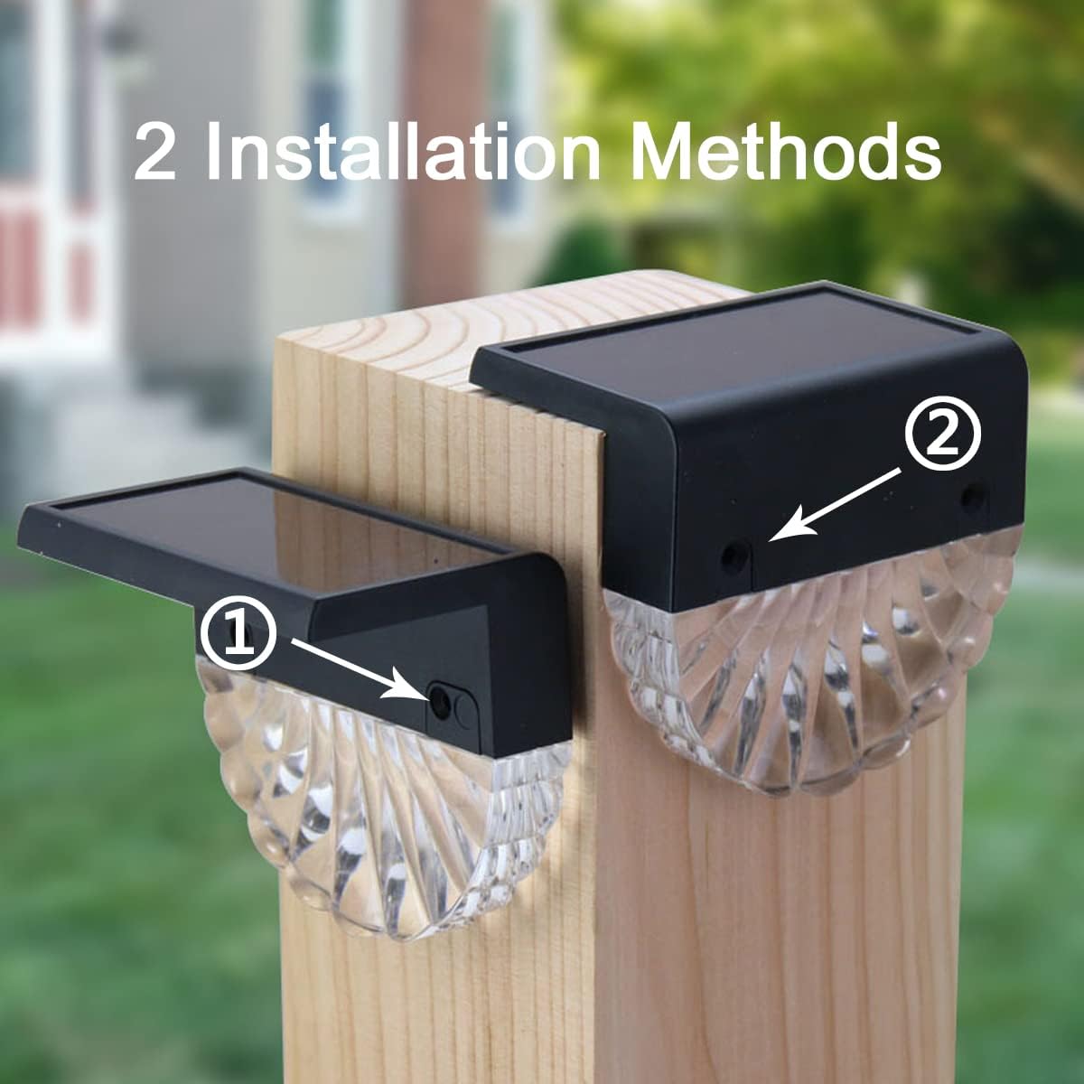 (6 pcs) Outdoor Solar Lights Solar Fence Lights Warm White Color IP65 Waterproof Solar LED Wall Light for Garden Fence Yard Garage Garden