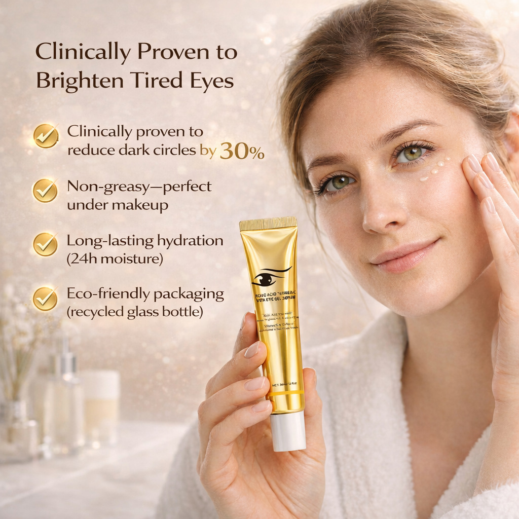 Ursolic Acid Turmeric Vitamin E Eye Gel Serum For Anti Aging Fine Lines Hydrating Daily Eye Care Treatment 30ml