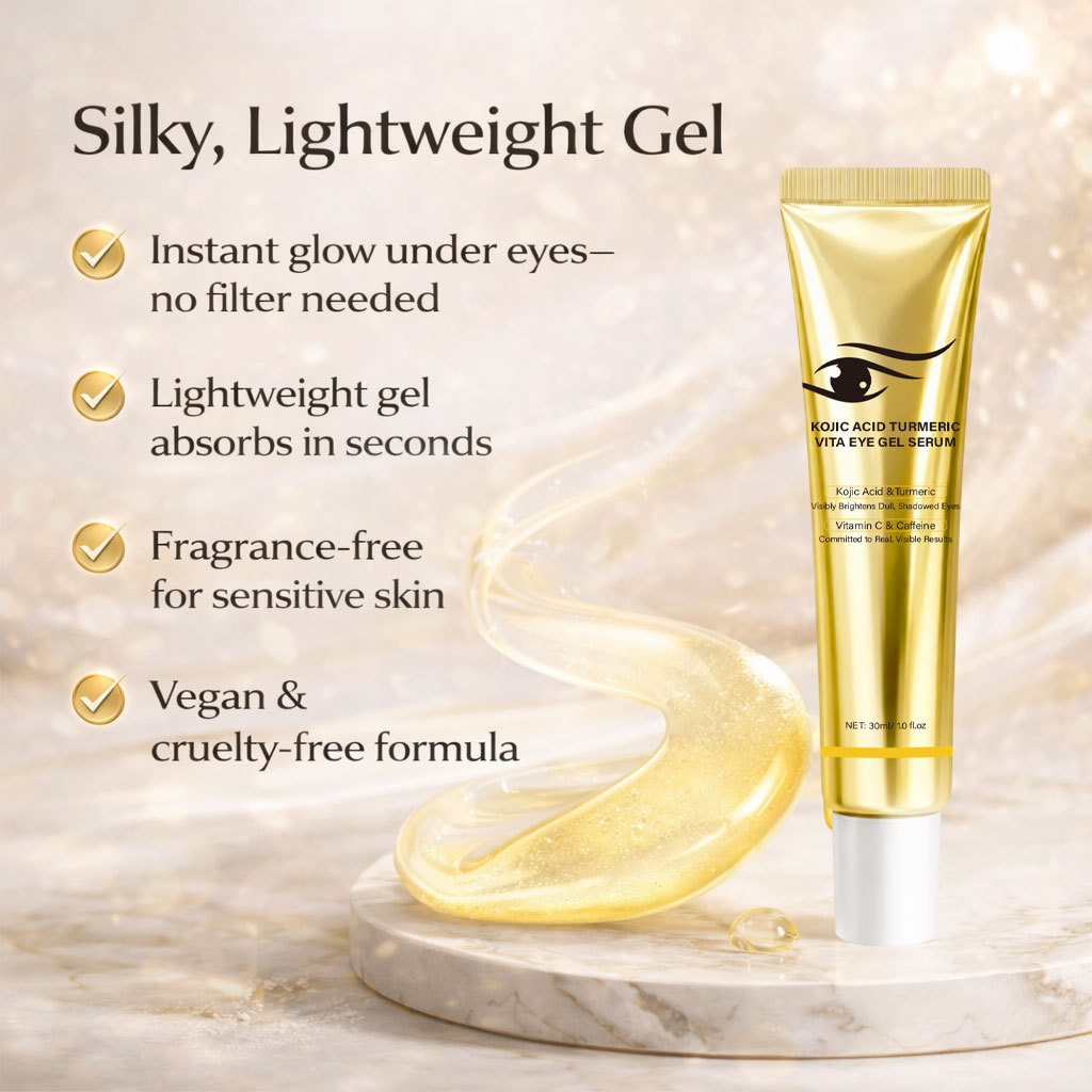 Ursolic Acid Turmeric Vitamin E Eye Gel Serum For Anti Aging Fine Lines Hydrating Daily Eye Care Treatment 30ml
