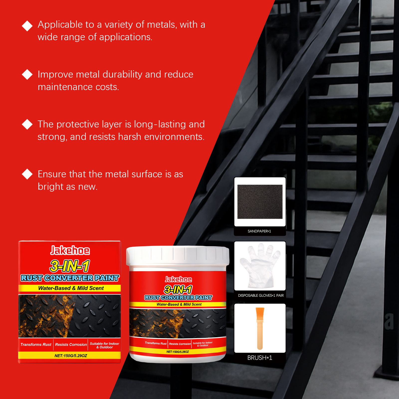 Metal Rust Primer Paint Set Water Based Anti Rust Corrosion Resistant Protective Coating For Metal Surfaces