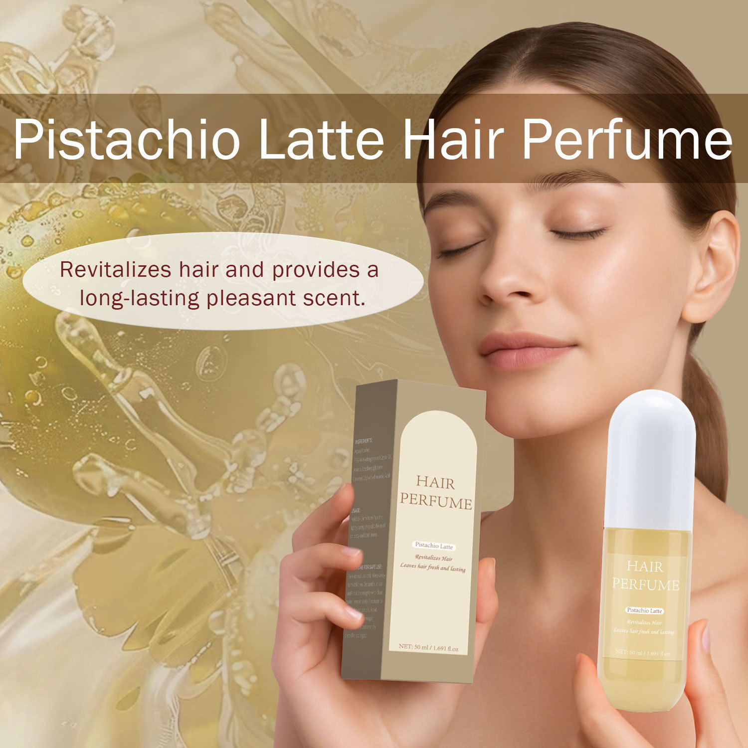 Pistachio Latte Hair Perfume Long Lasting Fragrance For Daily Styling Romantic Date And Gift Giving