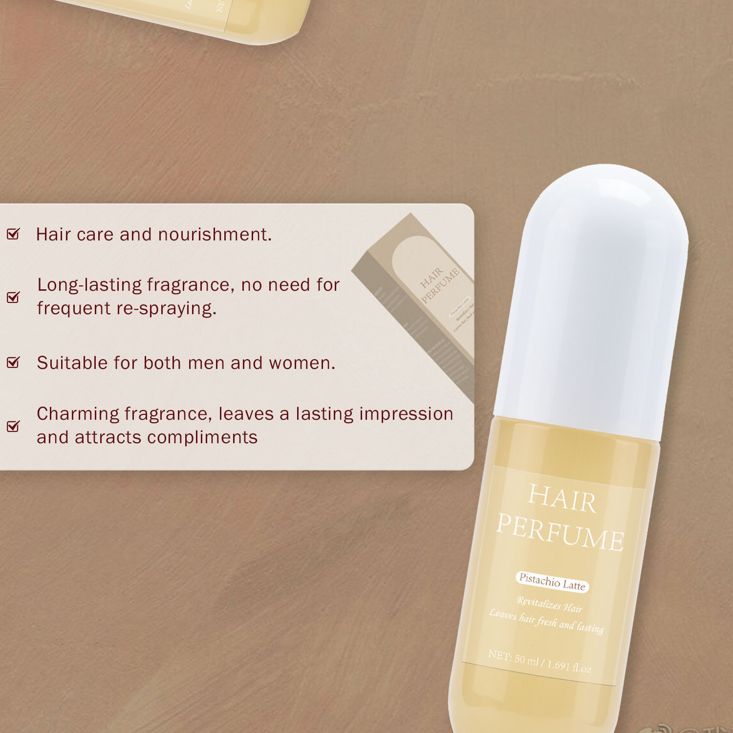 Pistachio Latte Hair Perfume Long Lasting Fragrance For Daily Styling Romantic Date And Gift Giving