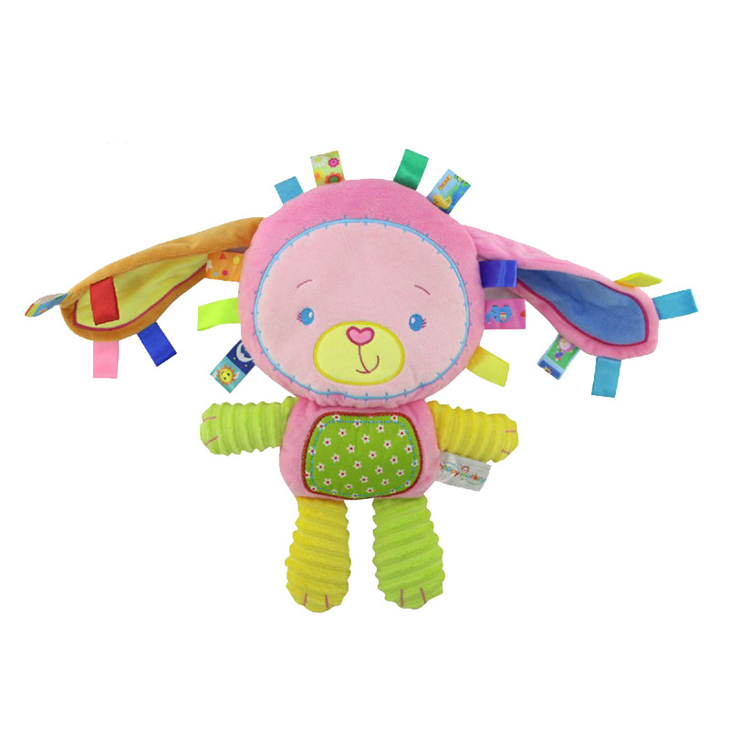 (rabbit 577) Baby Tags Stuffed Animal Soft Toy Lovey Elephant Plush Bell Toy Built-in Rattles Sensory Toy for Newborn Toddler Infant Gifts