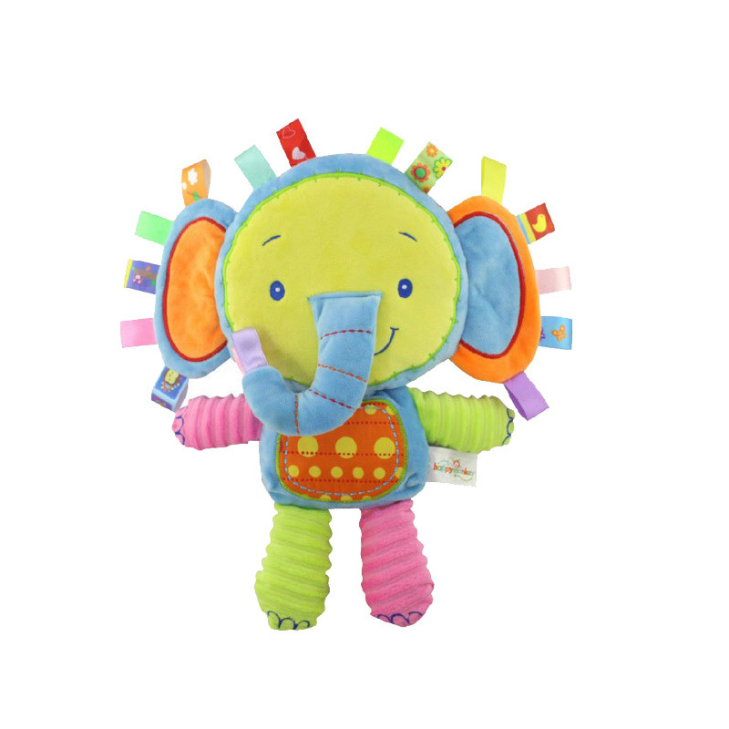 (rabbit 577) Baby Tags Stuffed Animal Soft Toy Lovey Elephant Plush Bell Toy Built-in Rattles Sensory Toy for Newborn Toddler Infant Gifts