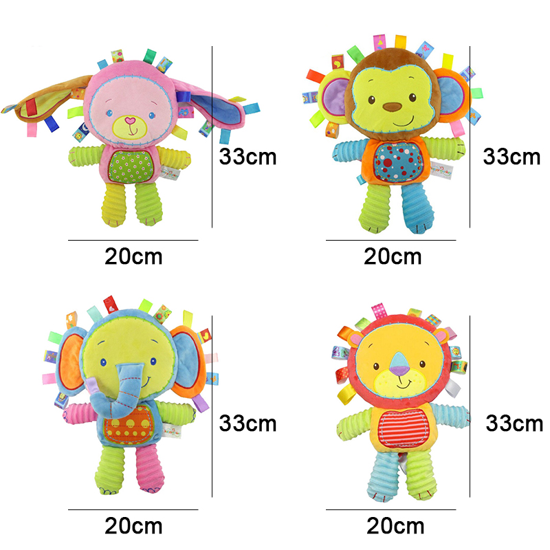 (rabbit 577) Baby Tags Stuffed Animal Soft Toy Lovey Elephant Plush Bell Toy Built-in Rattles Sensory Toy for Newborn Toddler Infant Gifts