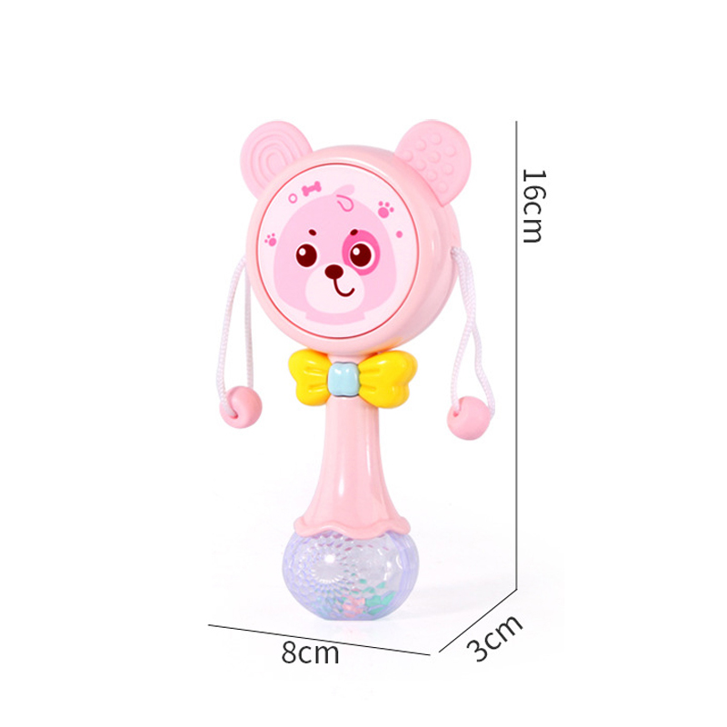 (blue 406) Baby Rattles Teether Rattle Toy Musical Flashing Hand Bells Rabbit Hand Bells Newborn Infant Early Educational Toys Gifts 0-12M