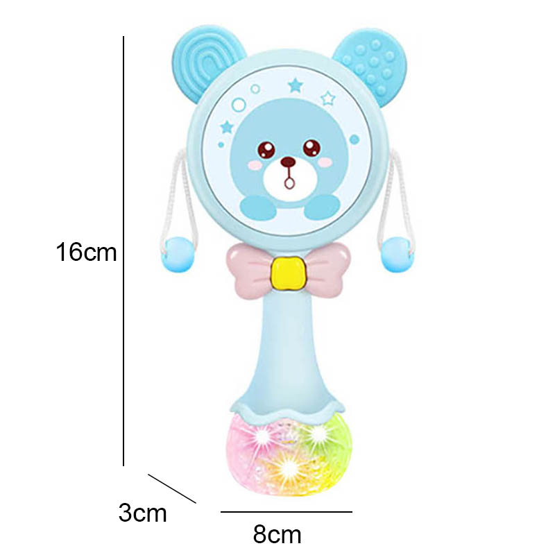 (blue 406) Baby Rattles Teether Rattle Toy Musical Flashing Hand Bells Rabbit Hand Bells Newborn Infant Early Educational Toys Gifts 0-12M