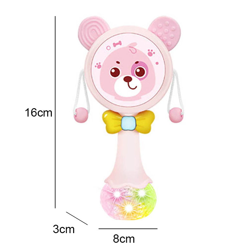(blue 406) Baby Rattles Teether Rattle Toy Musical Flashing Hand Bells Rabbit Hand Bells Newborn Infant Early Educational Toys Gifts 0-12M