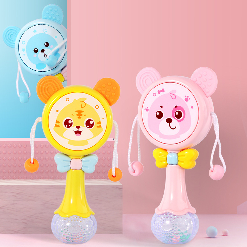 (blue 406) Baby Rattles Teether Rattle Toy Musical Flashing Hand Bells Rabbit Hand Bells Newborn Infant Early Educational Toys Gifts 0-12M