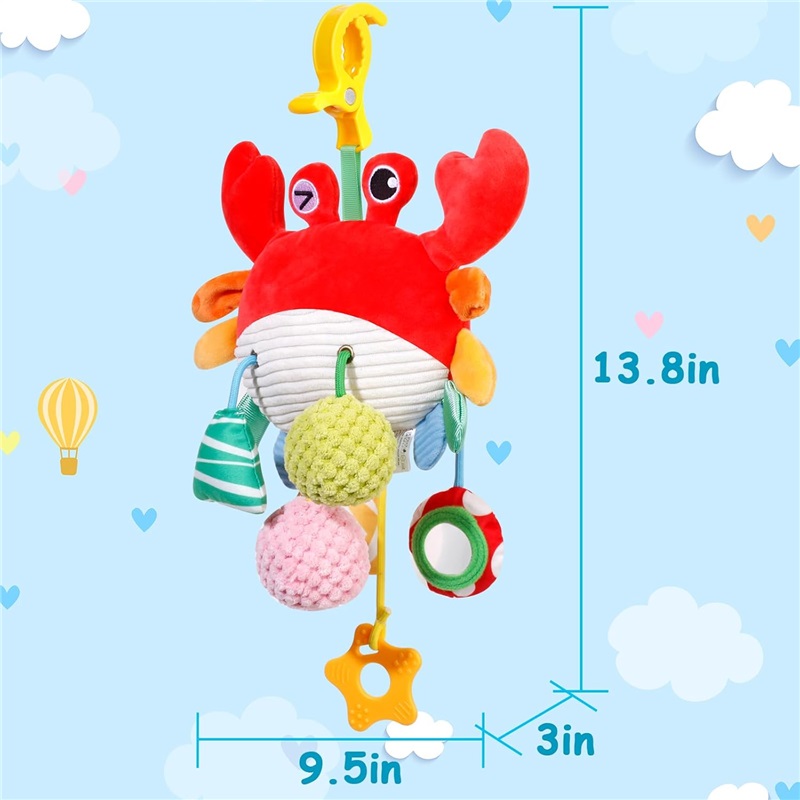 (baby bottle) Car Seat Stroller Toys for Babies 0-6 Months Crab Baby Infant Newborn Stroller Toys with Beep Mirror Small Bell Baby Teether