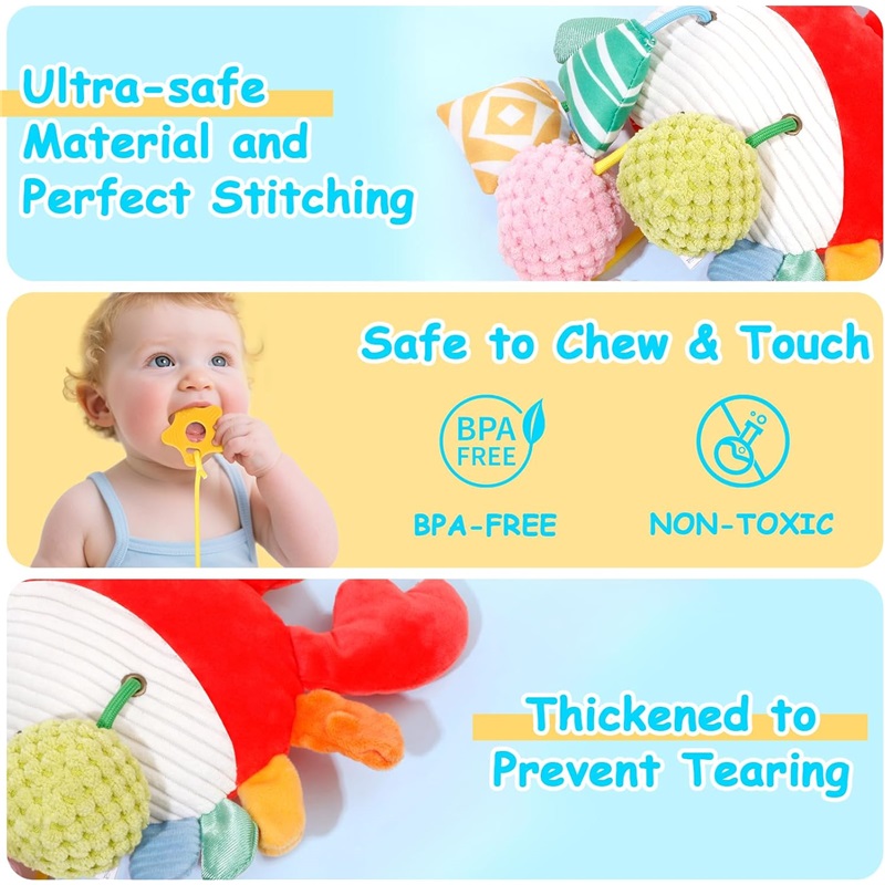 (baby bottle) Car Seat Stroller Toys for Babies 0-6 Months Crab Baby Infant Newborn Stroller Toys with Beep Mirror Small Bell Baby Teether