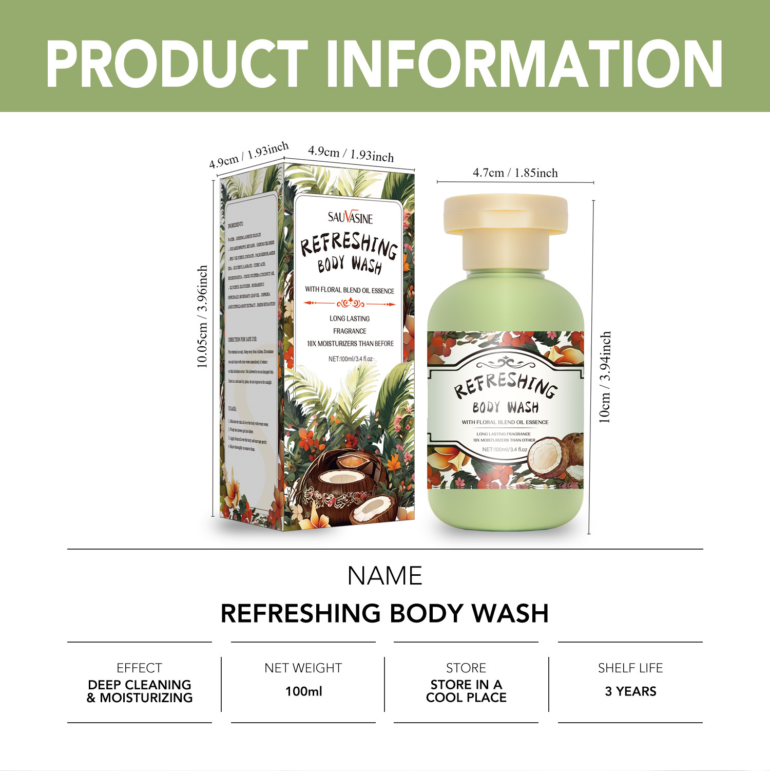 Floral Fruity Body Wash 100ml Deep Cleansing Moisturizing Nourishing Daily Shower And Bath Care