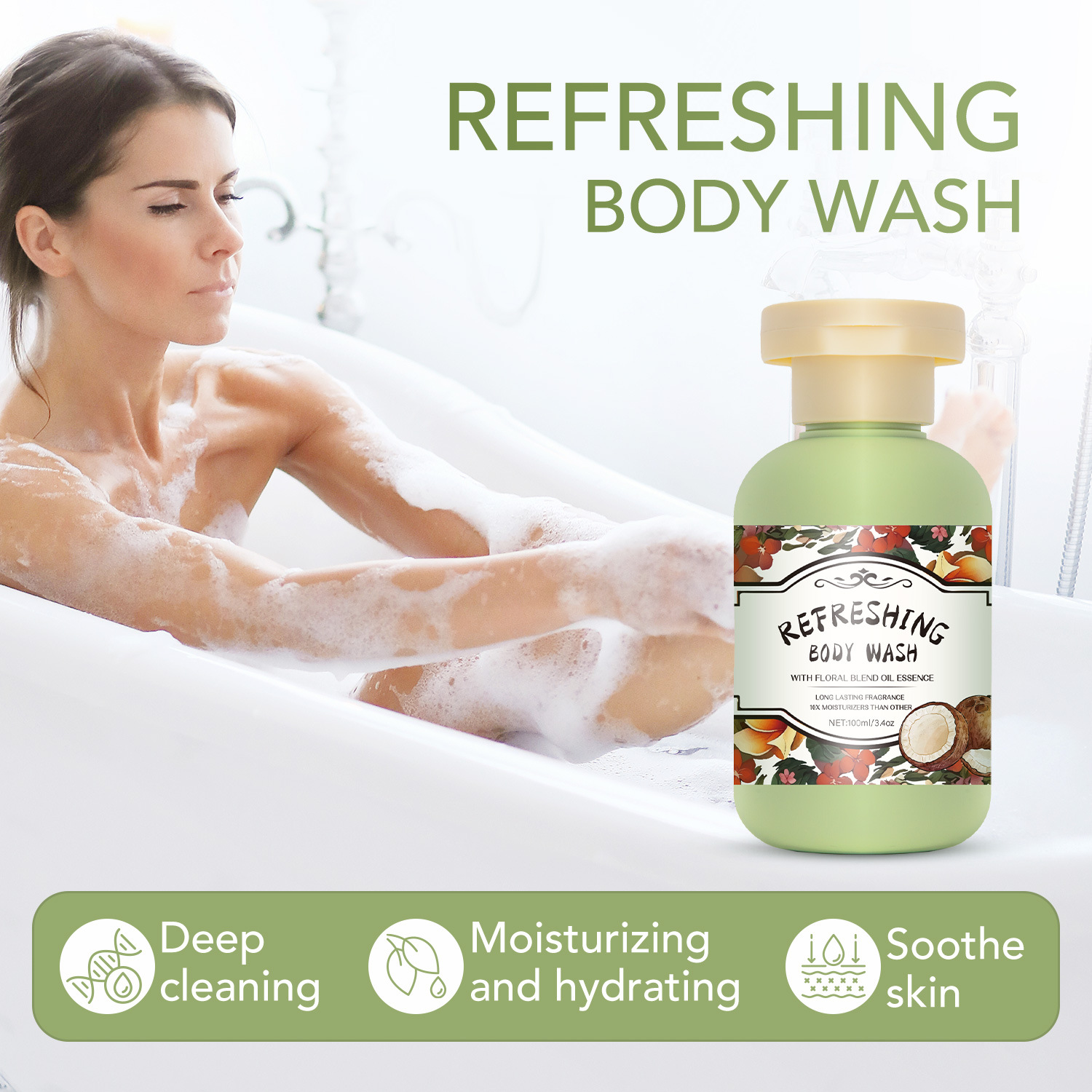 Floral Fruity Body Wash 100ml Deep Cleansing Moisturizing Nourishing Daily Shower And Bath Care