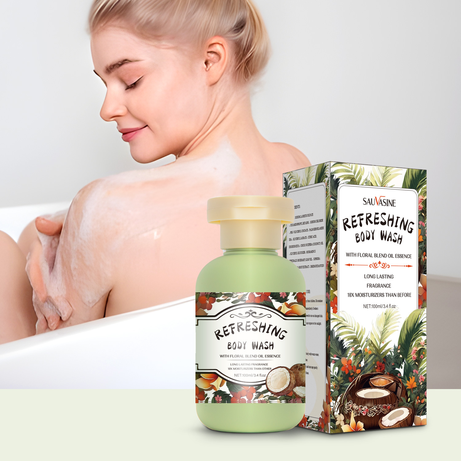 Floral Fruity Body Wash 100ml Deep Cleansing Moisturizing Nourishing Daily Shower And Bath Care