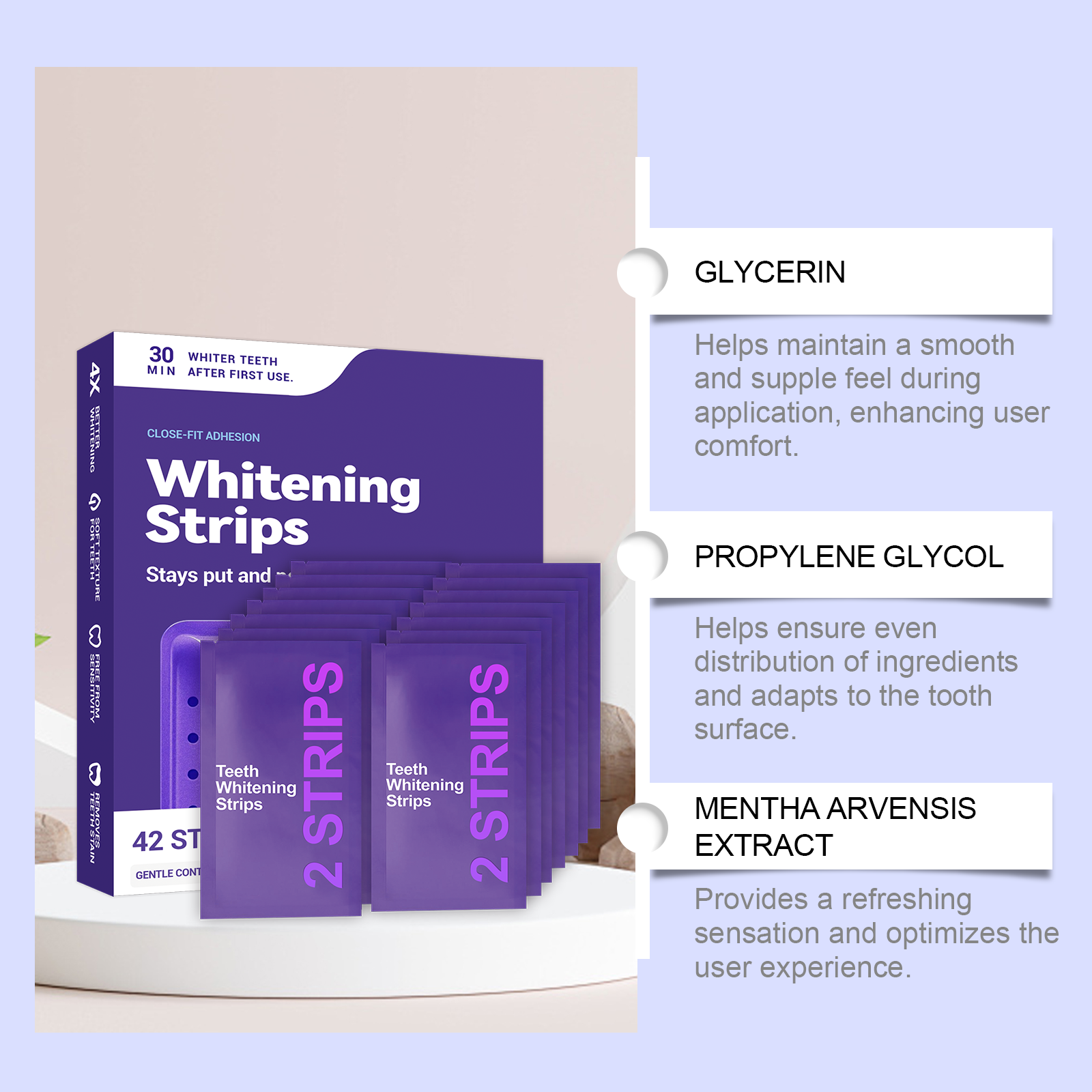 Purple Dental Strips Mild Clean Tooth Tartar Protect Bright Teeth Daily Portable Easy Operate Care Patch