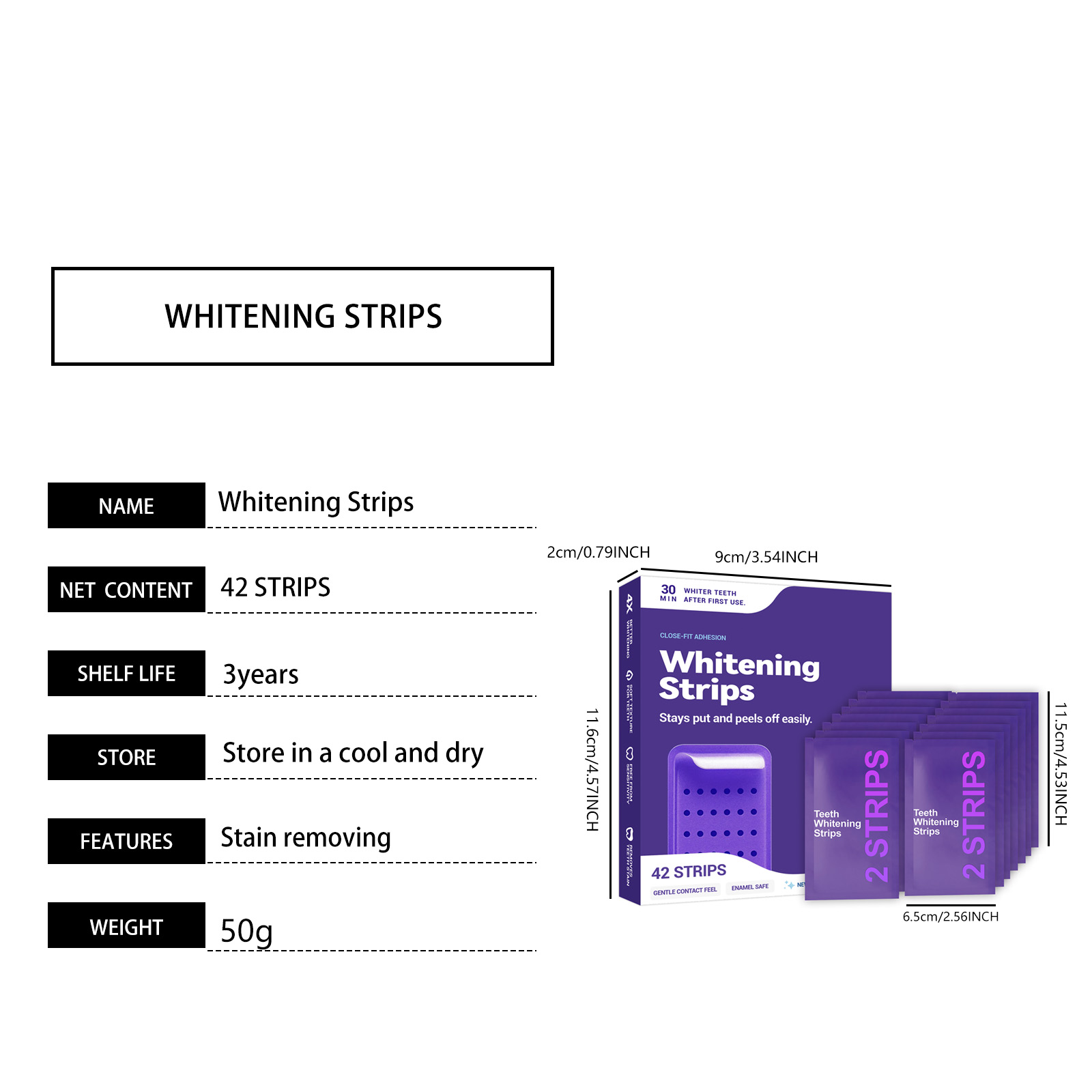 Purple Dental Strips Mild Clean Tooth Tartar Protect Bright Teeth Daily Portable Easy Operate Care Patch