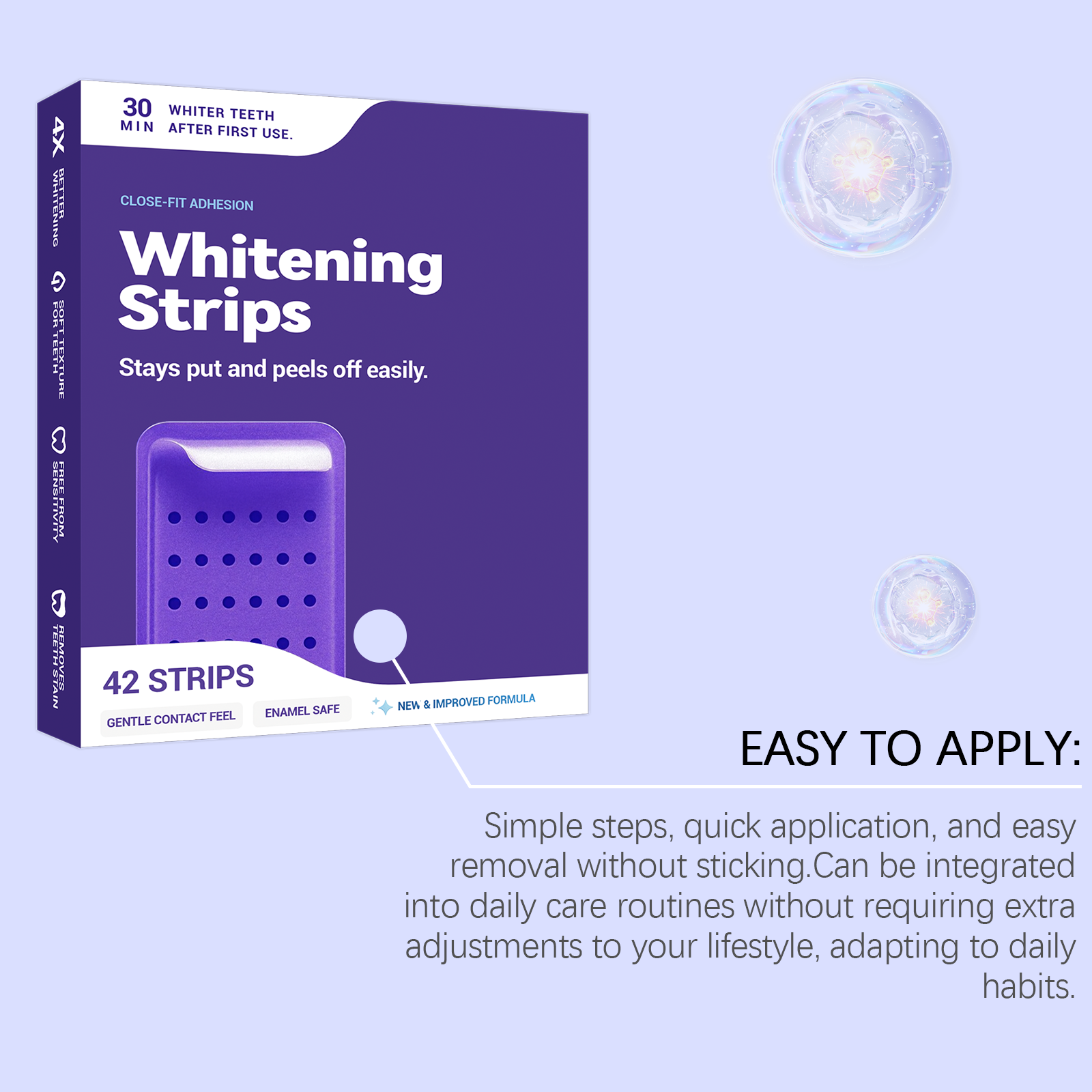Purple Dental Strips Mild Clean Tooth Tartar Protect Bright Teeth Daily Portable Easy Operate Care Patch