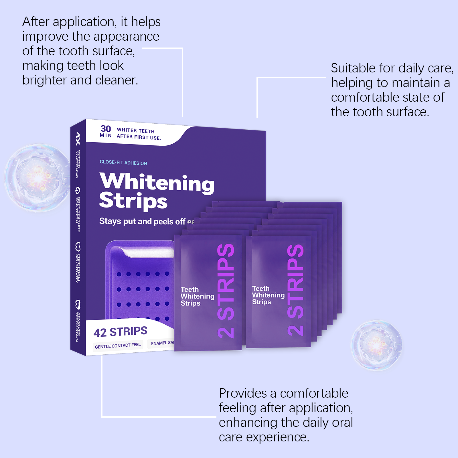 Purple Dental Strips Mild Clean Tooth Tartar Protect Bright Teeth Daily Portable Easy Operate Care Patch