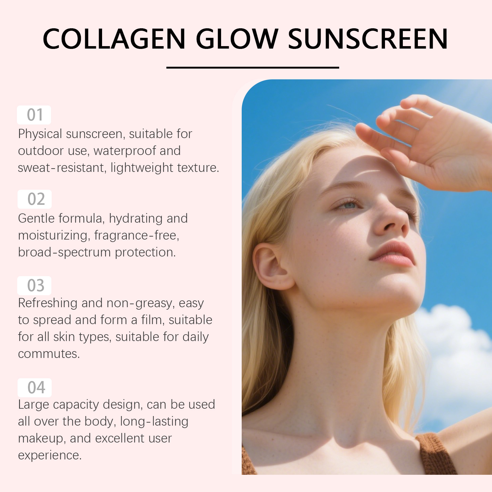 Collagen Protection Cream Light Thin Fresh Non Sticky Outdoor Care Face Body Soft Healthy Skin