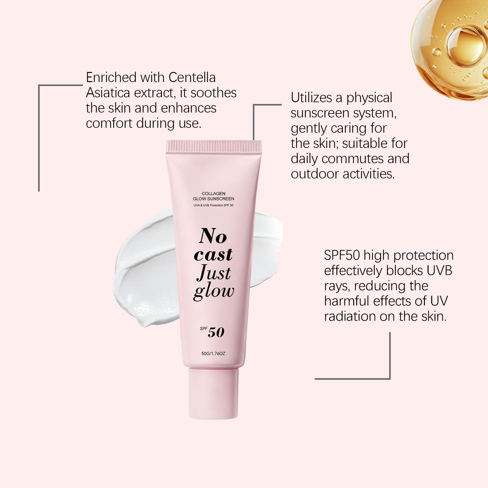 Collagen Protection Cream Light Thin Fresh Non Sticky Outdoor Care Face Body Soft Healthy Skin