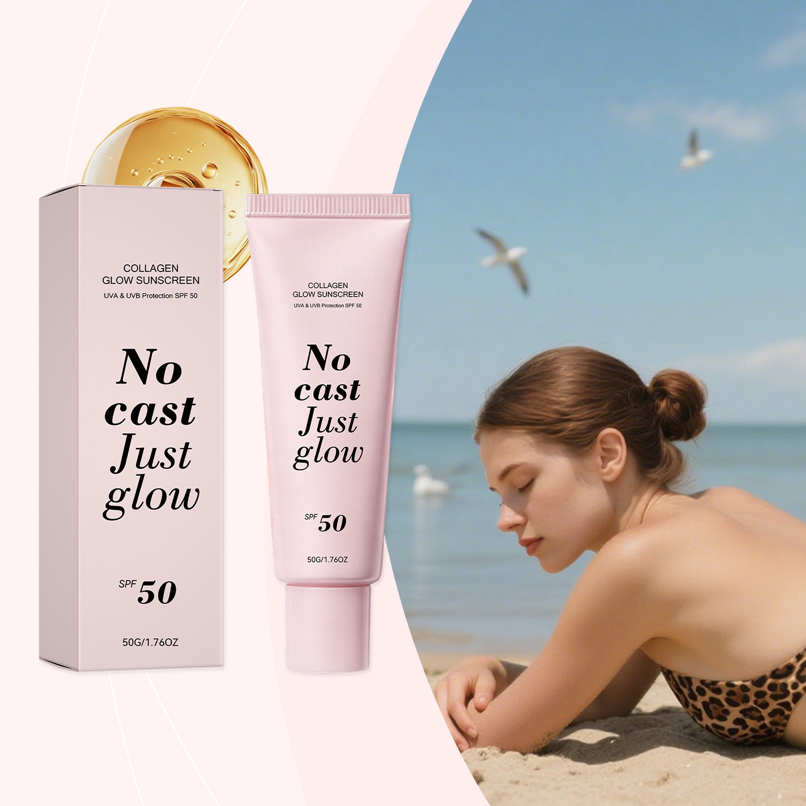 Collagen Protection Cream Light Thin Fresh Non Sticky Outdoor Care Face Body Soft Healthy Skin