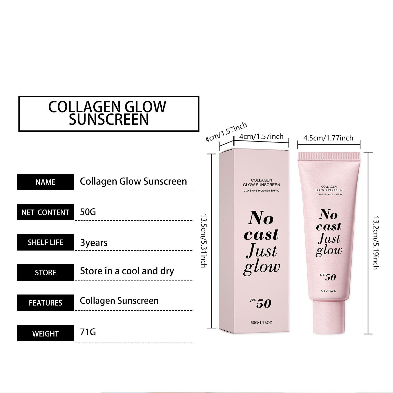 Collagen Protection Cream Light Thin Fresh Non Sticky Outdoor Care Face Body Soft Healthy Skin